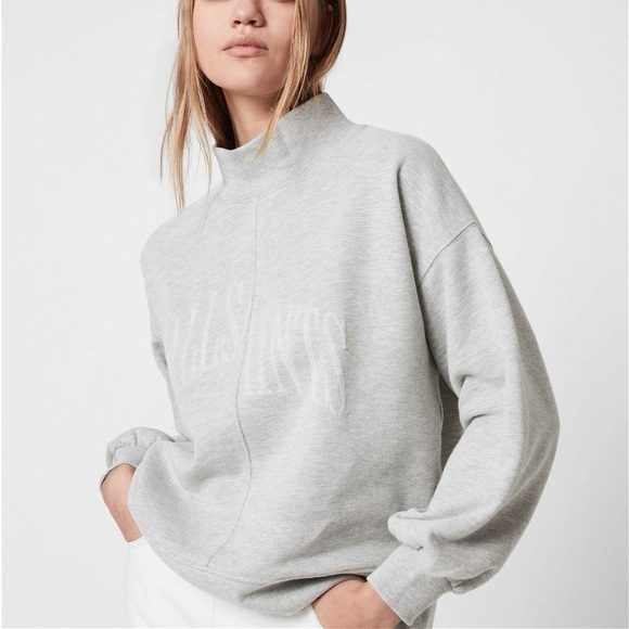All Saints Navarra Splitsaints Grey Marl sweatshirt, new with tags, size Small - Picture 3 of 14